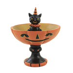 Tabletop Black Cat Treat Stand Resin Halloween Cat Dish J7993