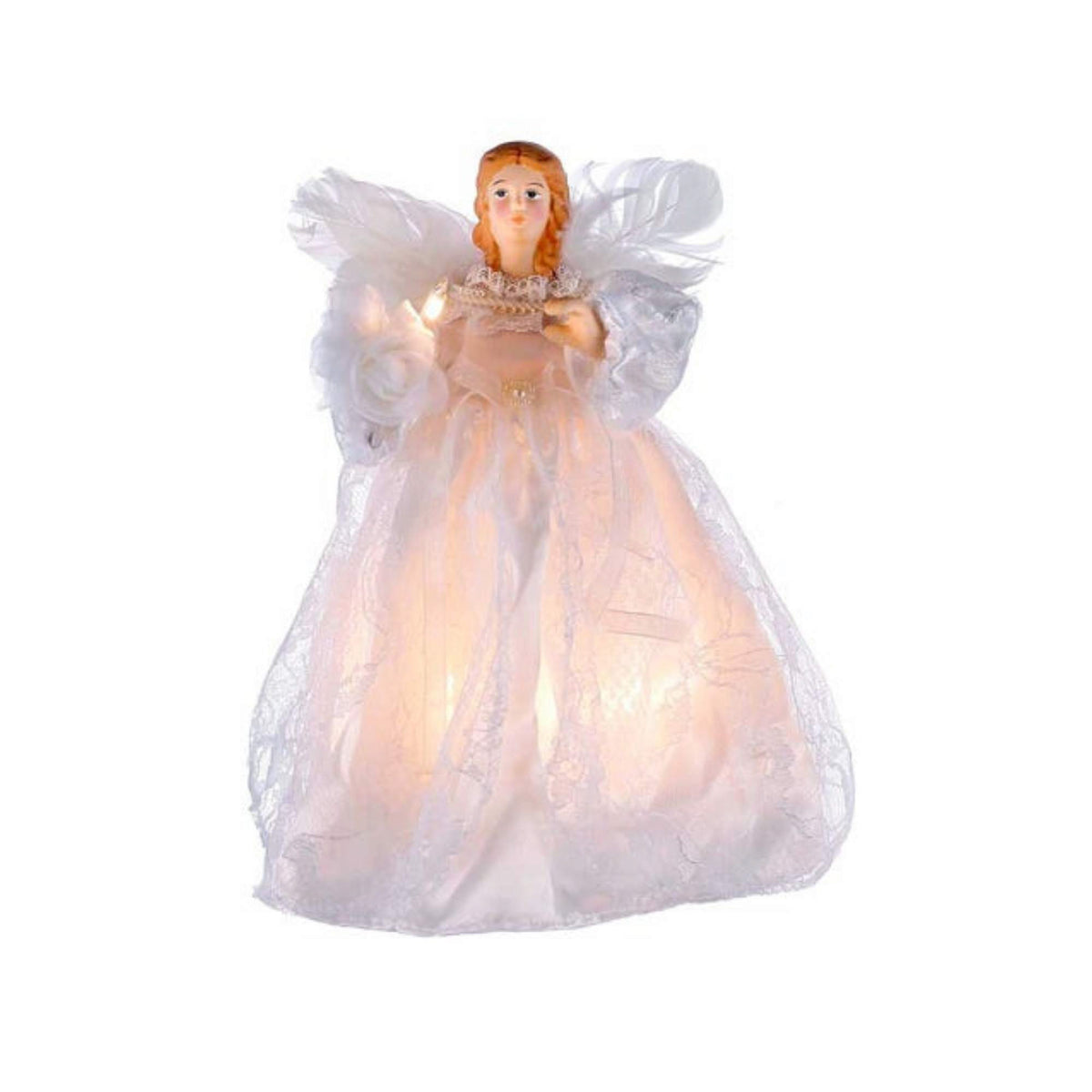 Tree Topper Finial Lacy White Angel Tree Topper - - SBKGifts.com