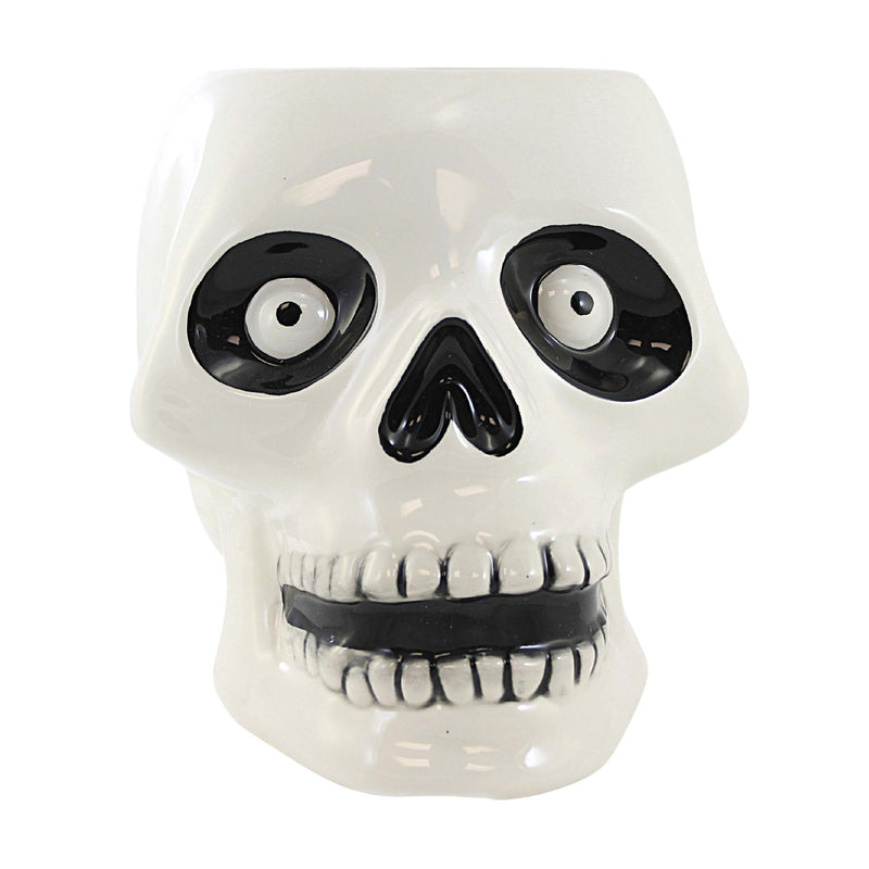 Tabletop Scaredy Cat Skeleton Treat Jar Ceramic Halloween Skull 37235Rm (52937)