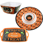 Tabletop Scaredy Cat Hostess Set Melamine Halloween Chip/Dip Platter Bowl 37238 (52938)