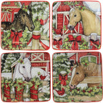 Tabletop Homestead Christmas Canape Set Ceramic Barn Horse Plate 37291 (52969)