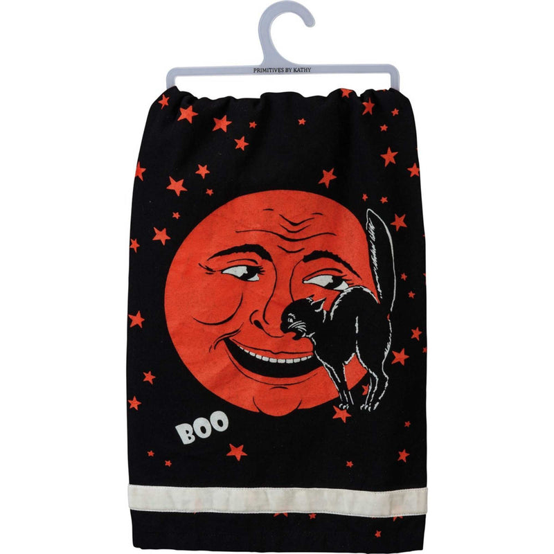 Decorative Towel Laughing Moon & Black Cat Halloween 100% Cotton Kitchen 101876 (53089)