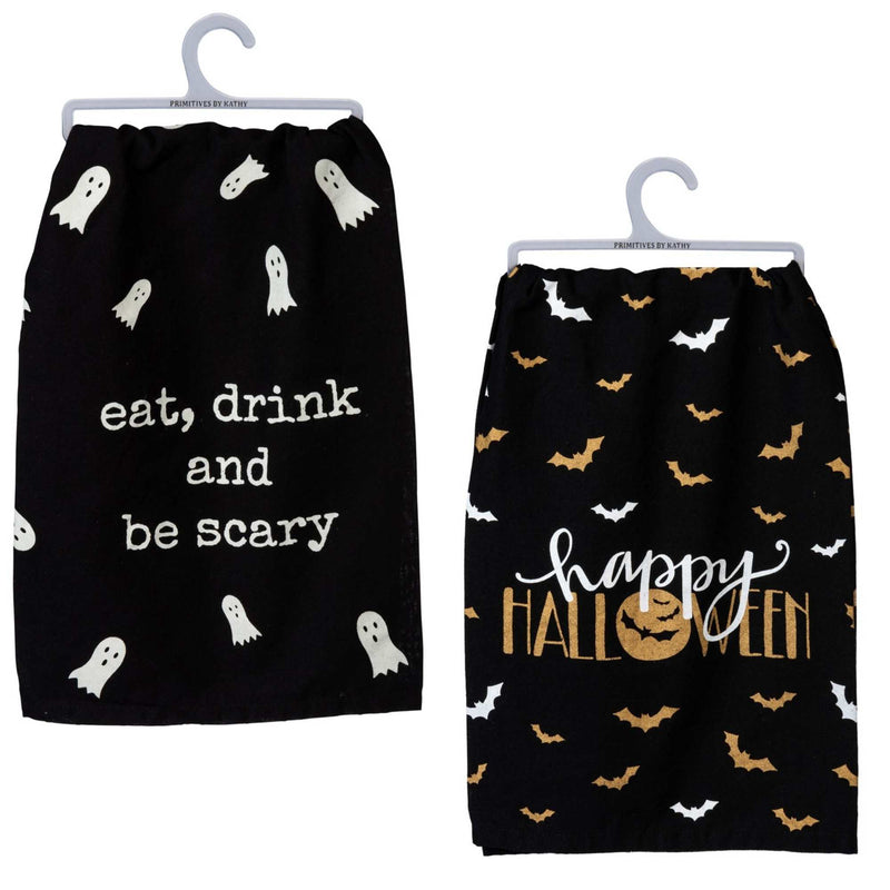Decorative Towel Eat Drink Scary Happy Halloween Kitchen 100% Cotton Clean Up 106422*106614 (53096)