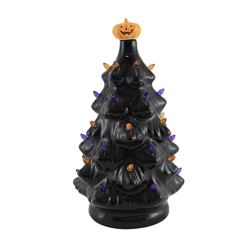 12" Led Vintage Black Tree - One Lit Tree 12 Inch, Ceramic - Halloween Pumpkin Lighted 134958 (53193)