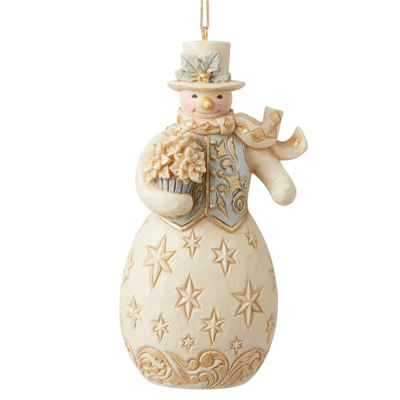 Jim Shore Snowman Holding Flowers Polyresin Holiday Lustre 6009401 (53213)