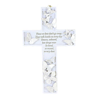 (53235) Home Decor Butterfly Memorial Cross, 7.75 Inch, Bereavement Wall 12508C