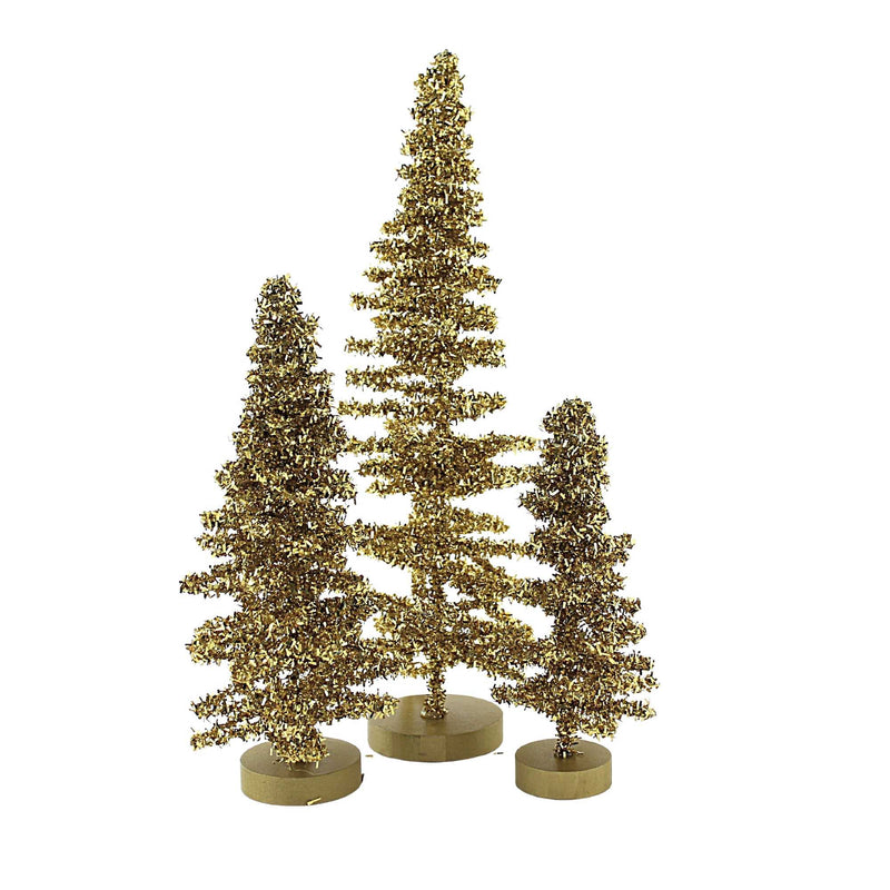Cody Foster Tinsel Tree Gold Set/3 Plastic Christmas Sparkly Shiney Cd1647g (53331)