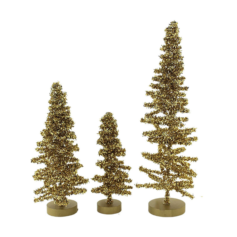 Cody Foster Tinsel Tree Gold Set/3 - - SBKGifts.com