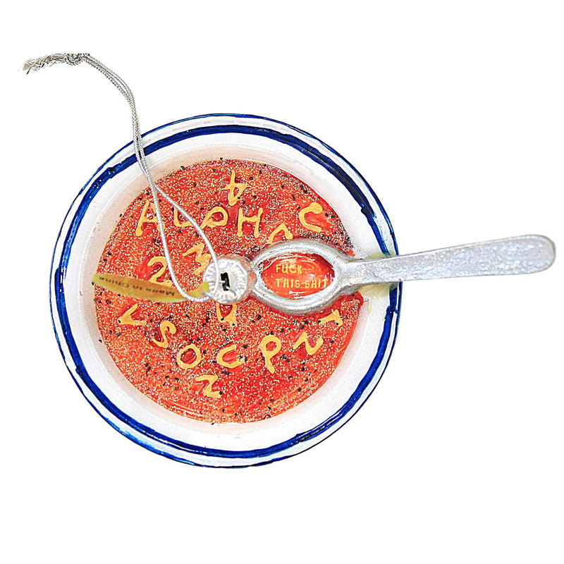 Not Very Alphabet Soup - 1 Ornament 1.5 Inch, Glass - Christmas Lunch Bowl Spoon Go8187 (53421)
