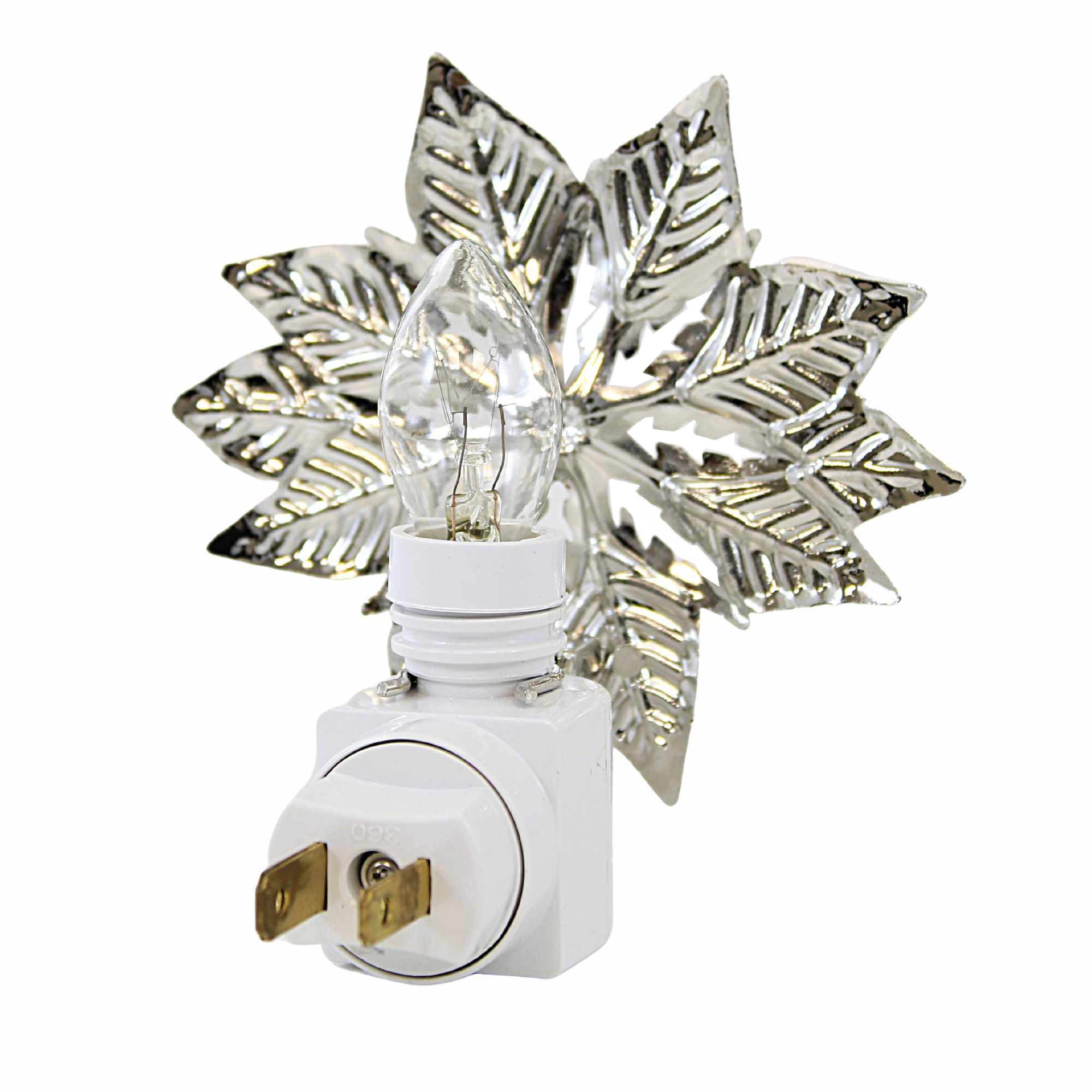 Ganz Poinsettia Night Light - One Night Light 4.25 Inch, Metal
