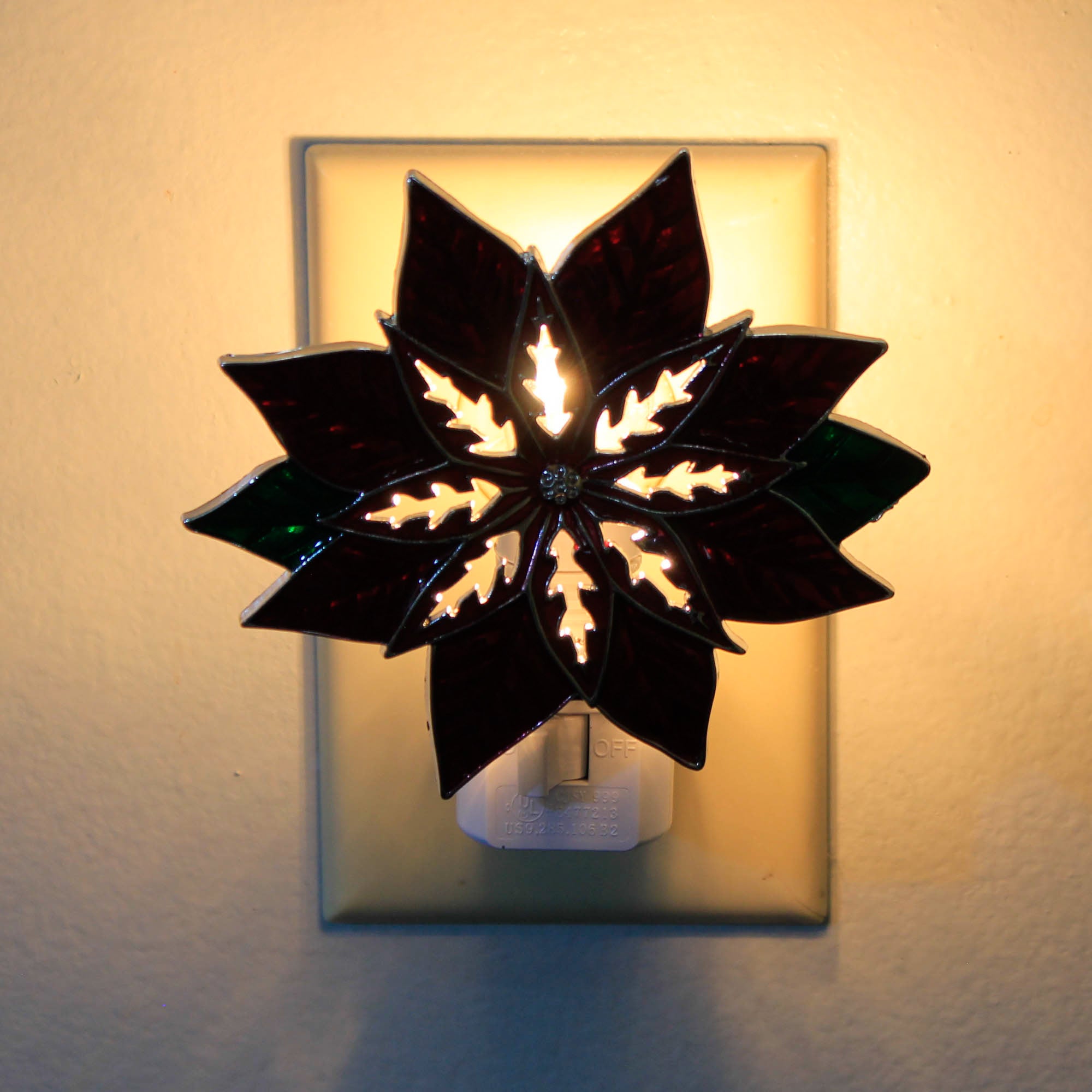 Ganz Poinsettia Night Light - One Night Light 4.25 Inch, Metal