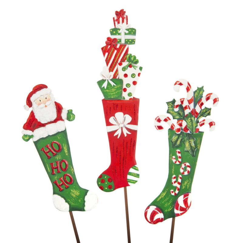 Round Top Collection Holiday Stockings Mini Christmas Joy Yard Stake C21013 (53512)