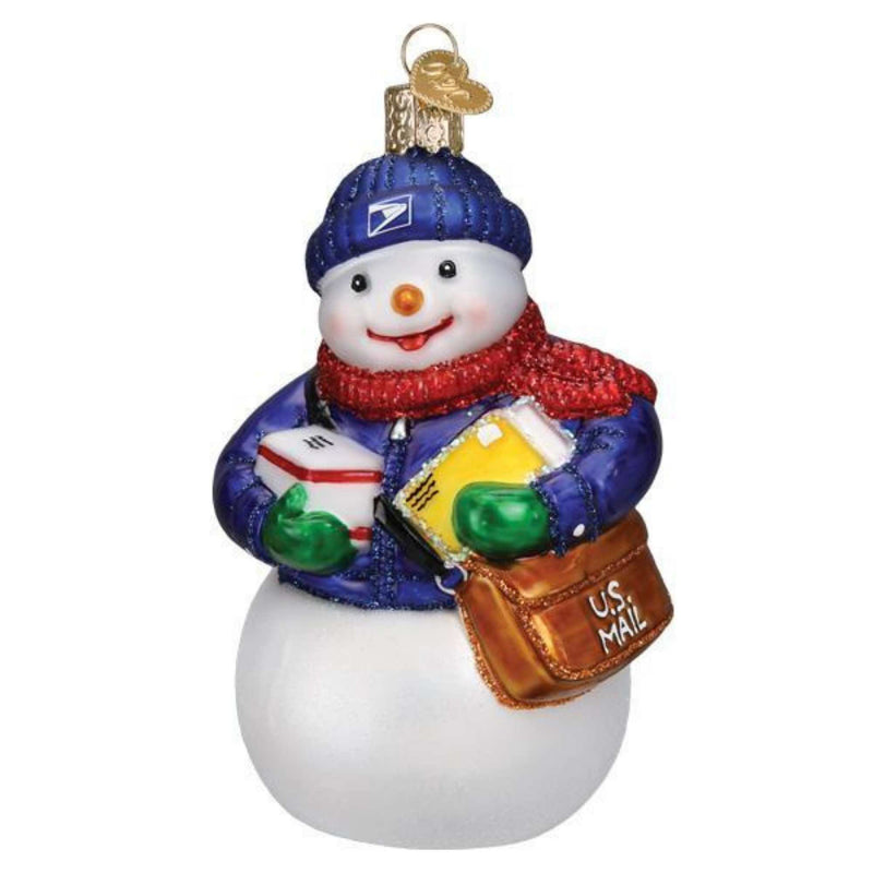 Old World Christmas Usps Snowman Glass Ornament Mail Snow 24210 (53534)