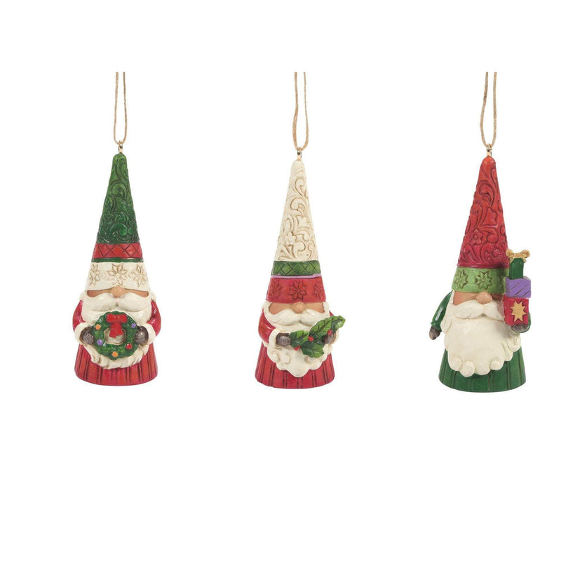 Jim Shore Mini Christmas Gnomes Set/3 Polyresin Ornaments 6009186 (53567)
