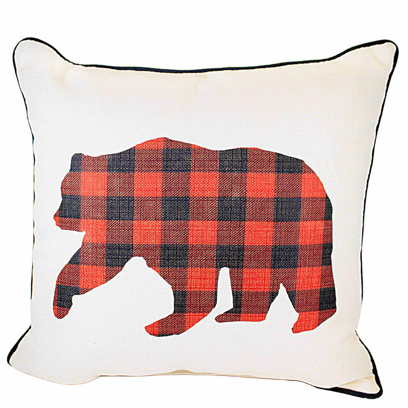 Little Birdie Buffalo Check Bear - 1 Pillow 16 Inch, Polyester - Home Decor Checkered Chr0135 (53571)