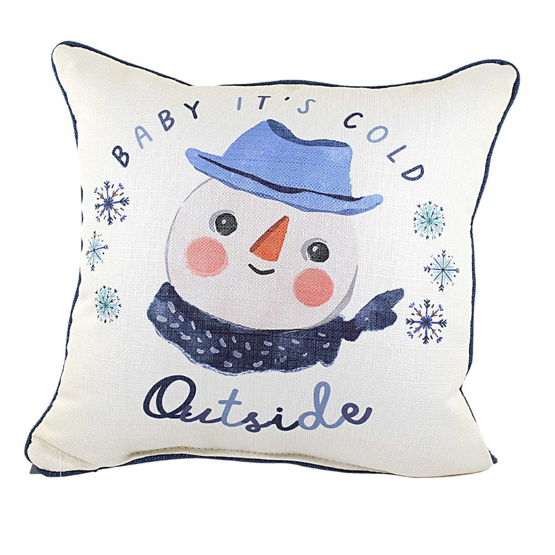 Little Birdie Baby It's Cold Outside Pillow - 1 Pillow 16 Inch, Polyester - Snowman Flake Home Decor Chr0176 (53572)