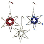 Santa Land Patriotic Starlets Set / 3 - Boxed Set Of 3 Ornaments 3 Inch, Glass - Ornament Beaded American Stars 21R1070 (53582)