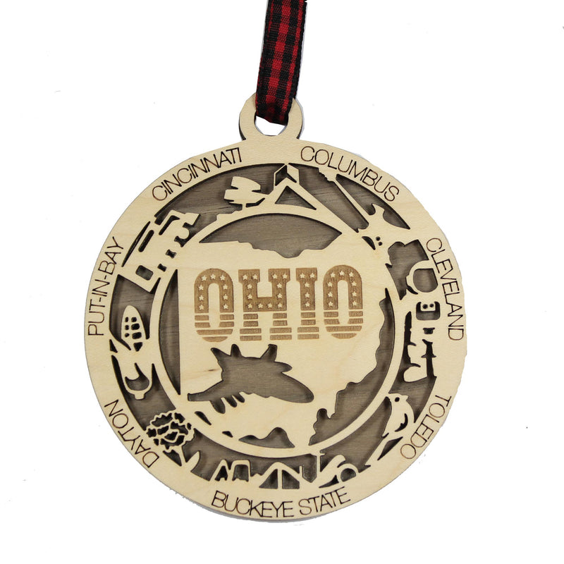 Holiday Ornament State Of Ohio Wood Souvenir Travel Christmas Cooh16 (53598)