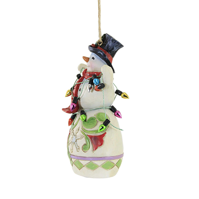 Jim Shore Snowman Wrapped In Lights. - - SBKGifts.com