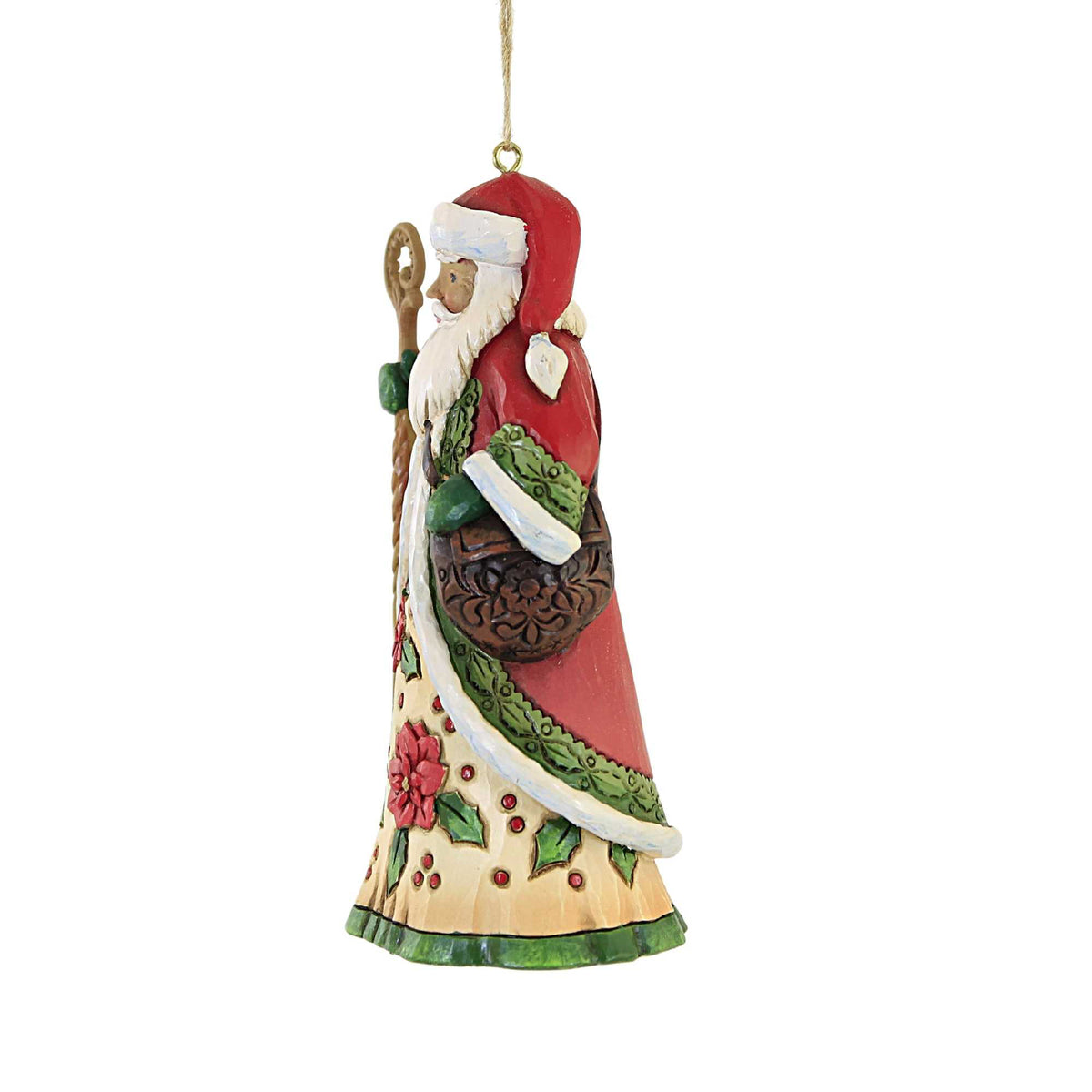 Jim Shore Santa With Poinsettias - - SBKGifts.com