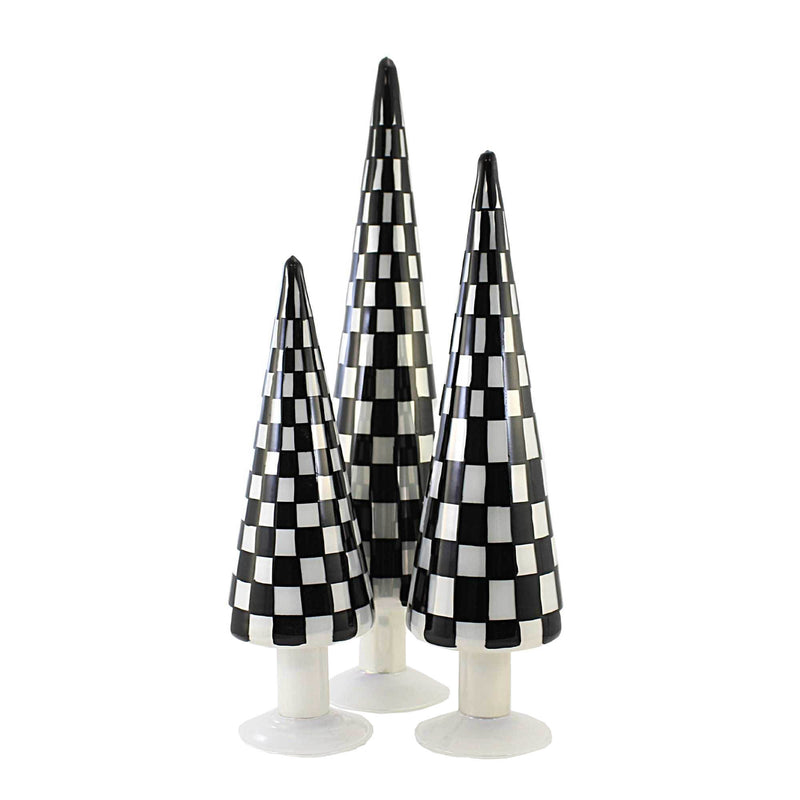 Cody Foster Black Trees Set Of 3 - 3 Glass Trees 18.25 Inch, Glass - Checkered Glass Tree Cd1624bk (53675)