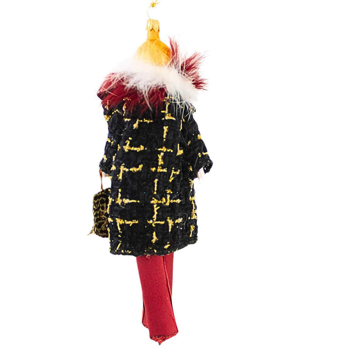 De Carlini Italian Ornaments Tammy In Burgundy Pants - - SBKGifts.com
