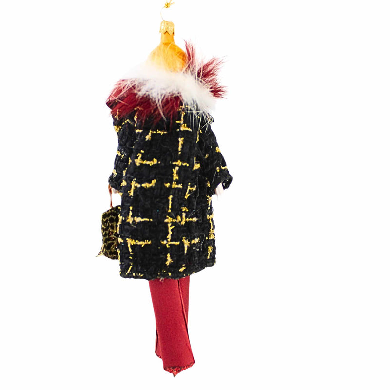 De Carlini Italian Ornaments Tammy In Burgundy Pants - - SBKGifts.com