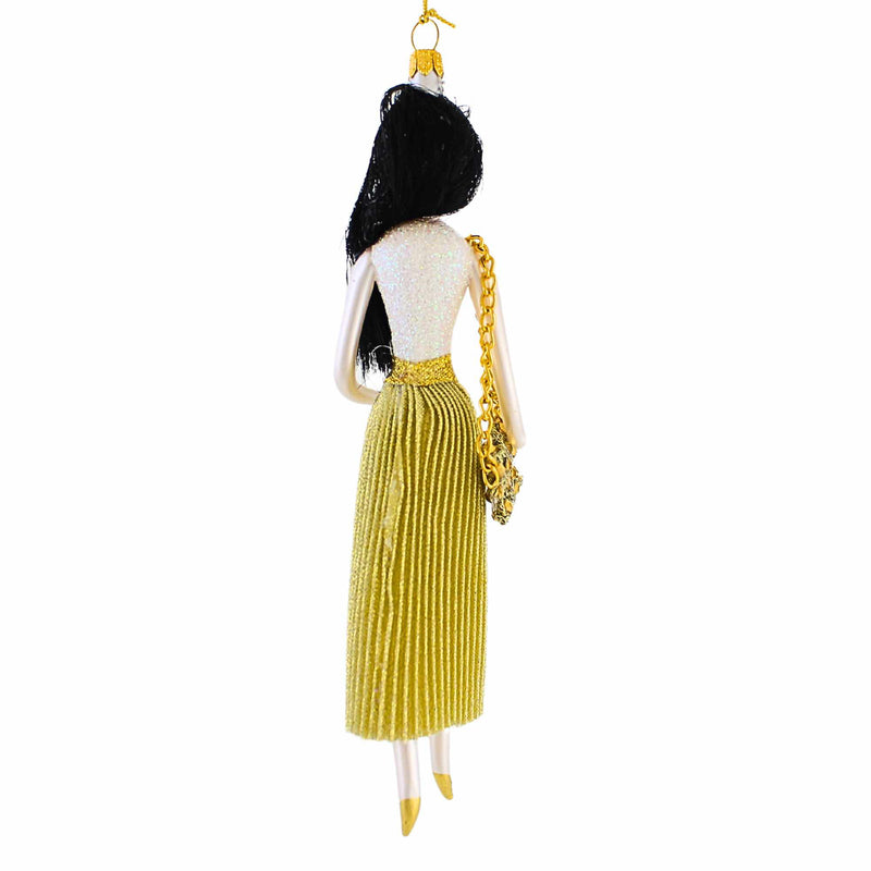 De Carlini Italian Ornaments Elizabeth In Gold Pleated Skirt - - SBKGifts.com