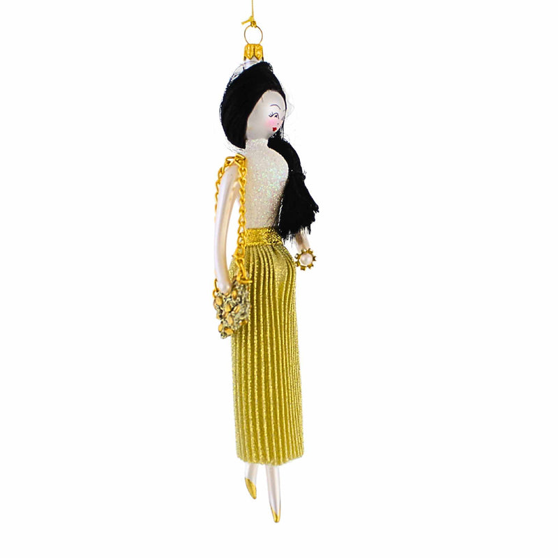 De Carlini Italian Ornaments Elizabeth In Gold Pleated Skirt - - SBKGifts.com