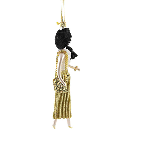 De Carlini Italian Ornaments Elizabeth In Gold Pleated Skirt - - SBKGifts.com
