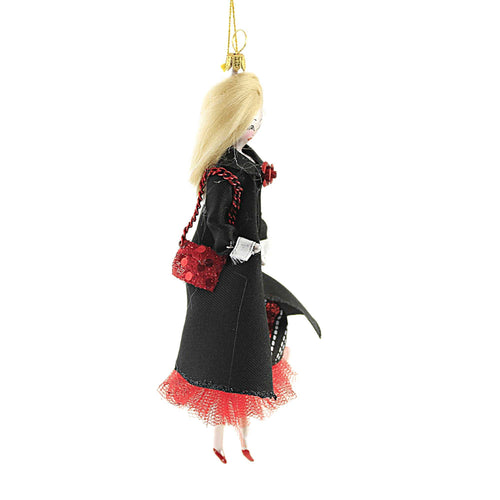 De Carlini Italian Ornaments Helena In A Black Cape - - SBKGifts.com
