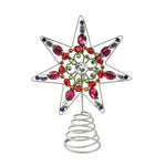 Tree Topper Finial 7 Point Jeweled Star Tree Top Christmas Topper Multi-Colored Cd1528m (53709)