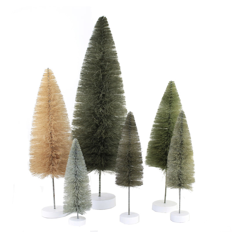 Christmas Gray Rainbow Trees Plastic Set Of 6 Bottle Brush Ms427gy (53722)