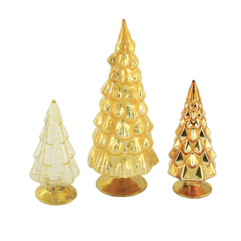 Cody Foster Small Yellow Hue Trees - 3 Glass Trees 6.75 Inch, Glass - Christmas Village Decor Mantle Decoration Ms2105y (53736)