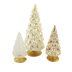 Cody Foster Small Neutral Hue Trees - 3 Glass Trees 6.5 Inch, Glass - Christmas Textured Silver White Village Decor Ms2105n (53738)