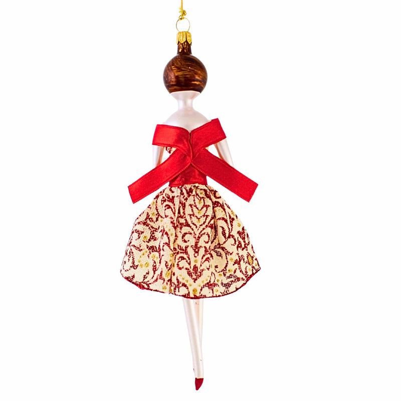 De Carlini Italian Ornaments Kylie In Red & White Dress - - SBKGifts.com