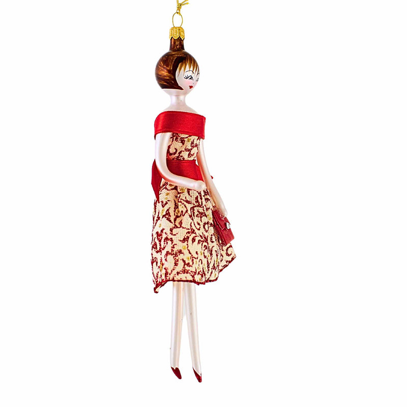 De Carlini Italian Ornaments Kylie In Red & White Dress - - SBKGifts.com