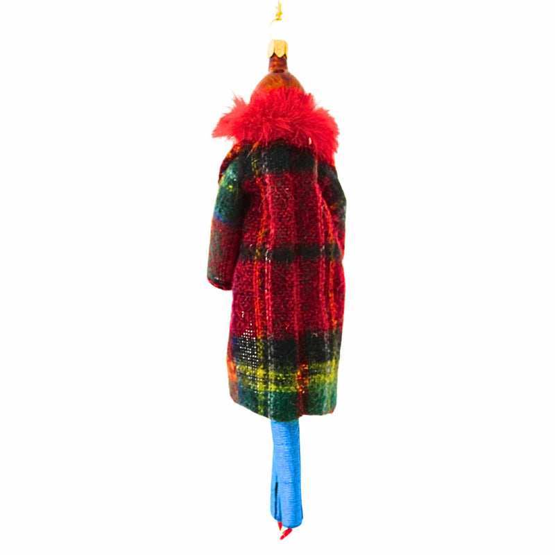 De Carlini Italian Ornaments Kim In Red Flannel Plaid - - SBKGifts.com