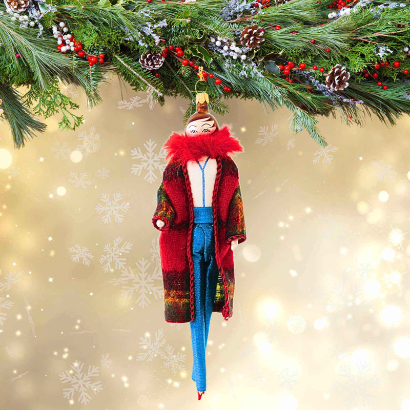 De Carlini Italian Ornaments Kim In Red Flannel Plaid - - SBKGifts.com