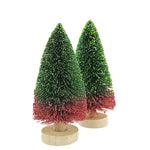 Buri Tree Red/Green Ombre - 2 Trees 9 Inch, Plastic - Christmas Sparkle Wood Bb201rg (53777)