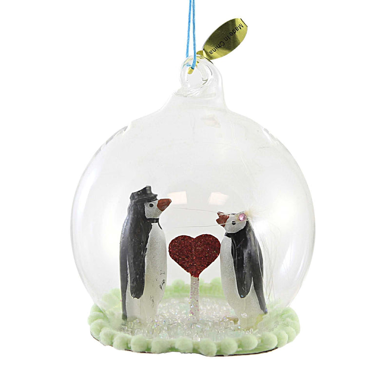 Holiday Ornament Penguin Heart Globe Ornament Glass Love Animals Birds Go7004 (53825)