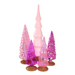 Cody Foster Pink Glass Hued Trees S/5 - 5 Glass Trees 17 Inch, Glass - Easter Valentines Village Decorate Decor Ms2040p (53855)