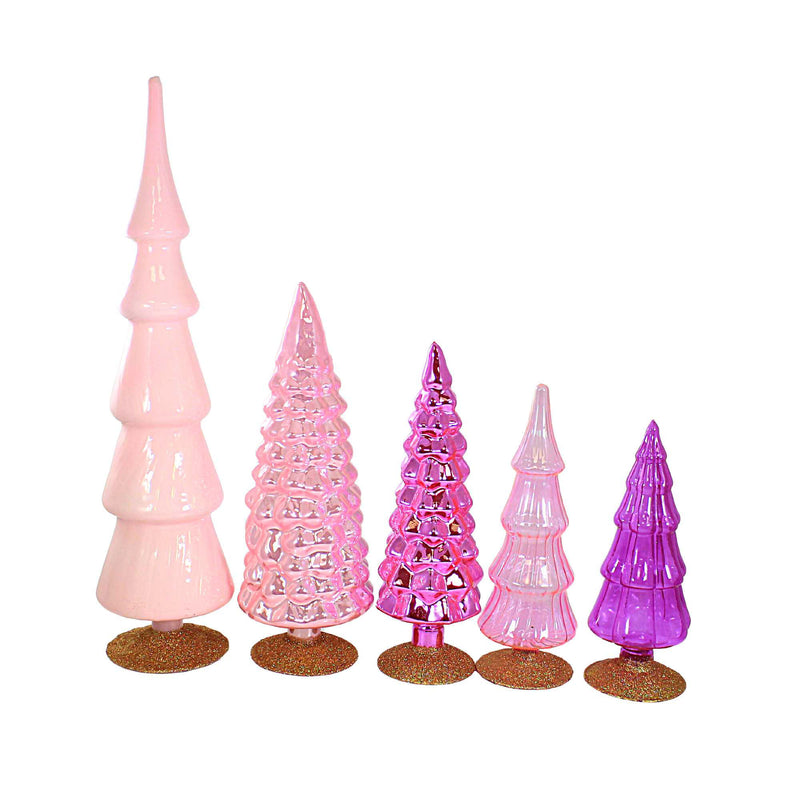 Cody Foster Pink Glass Hued Trees S/5 - - SBKGifts.com