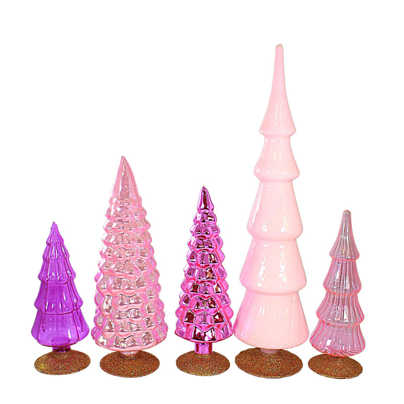 Cody Foster Pink Glass Hued Trees S/5 - 5 Glass Trees 17 Inch, Glass