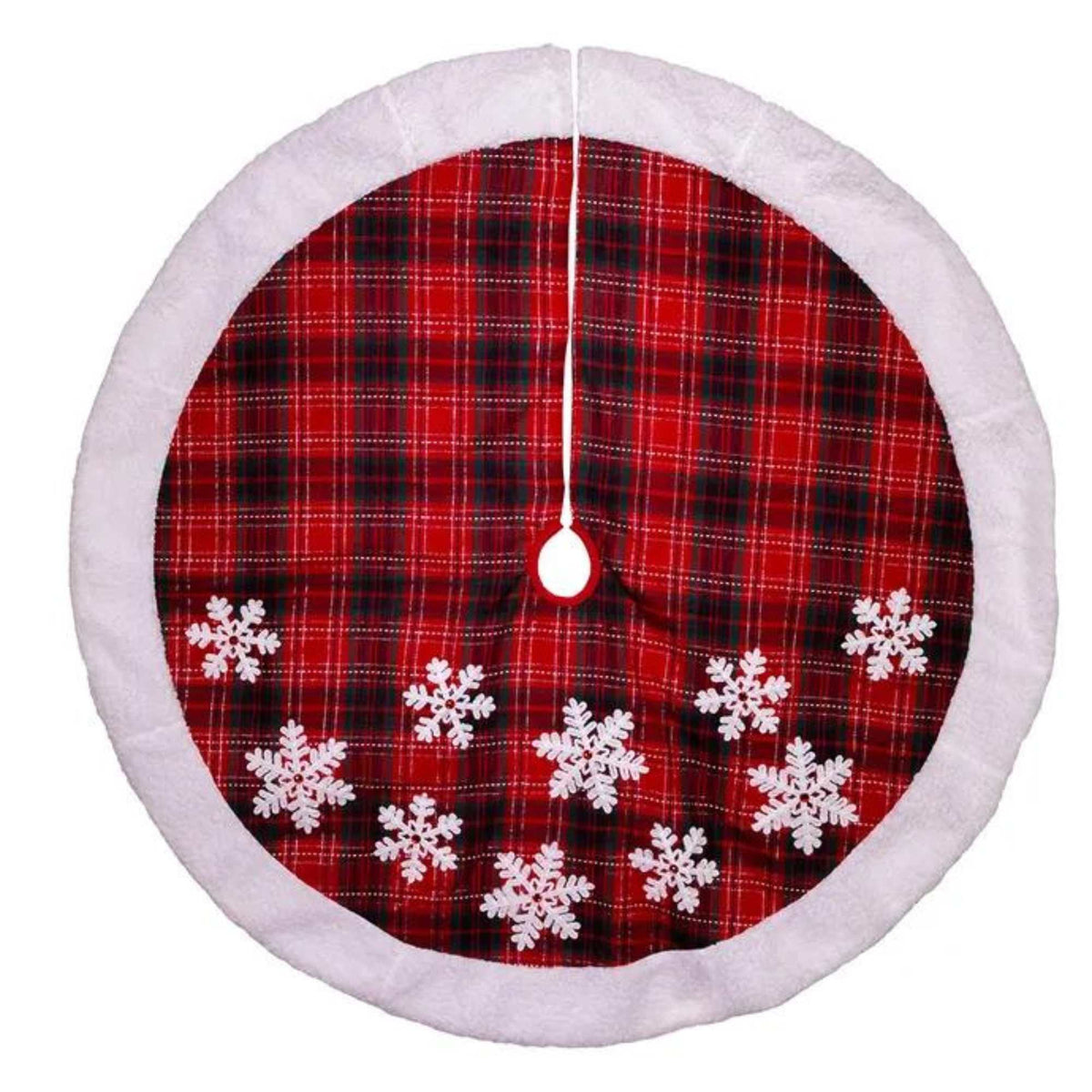 Plaid White Snowflake Treeskirt 53863