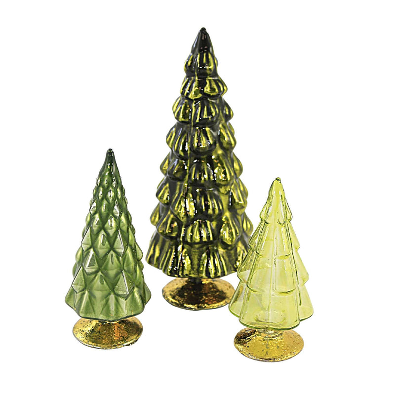 Cody Foster Small Green Hue Trees Set/3 - 3 Glass Trees 6.75 Inch, Glass - Christmas Halloween Village Decor Decorate Ms2105g (53874)