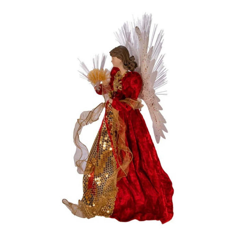 Tree Topper Finial Red/Gold Fiber-Optic Angel - - SBKGifts.com