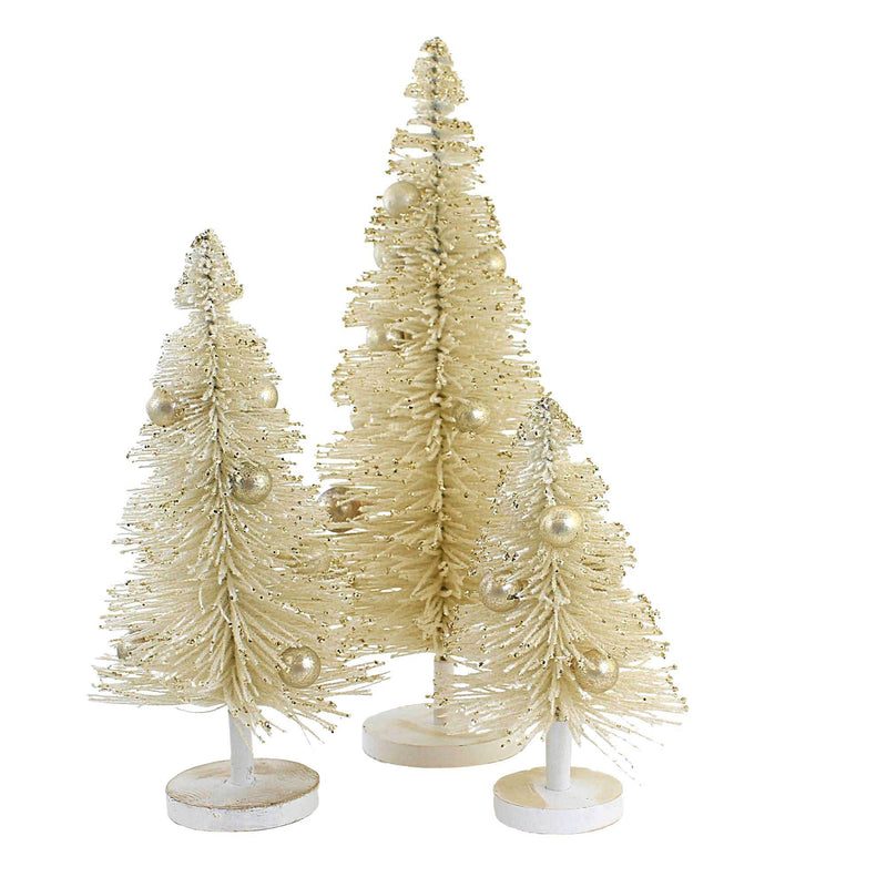 Christmas Snow Landen Tree Set Of 3 Plastic Bottle Brush White Cd1645i (53931)