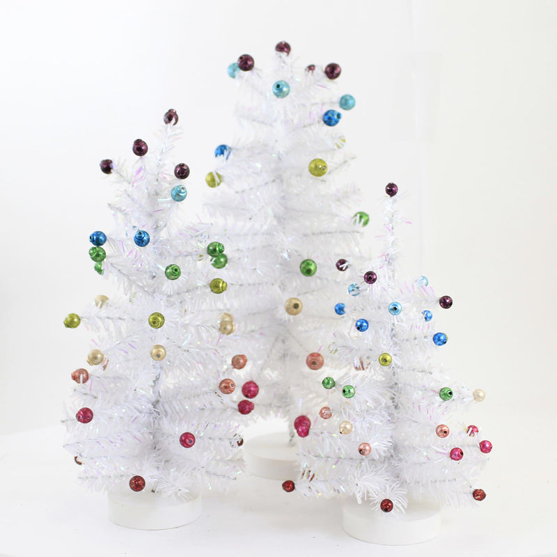 Cody Foster White Retro Tree Set/3 - 3 Trees 13 Inch, Sisal - Christmas Vintage Set Of 3 Multicolored Cd1632w (53934)