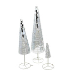 Christmas Small Mirrored Trees Plastic Reflect Set Of 3 Cd1549s (53938)